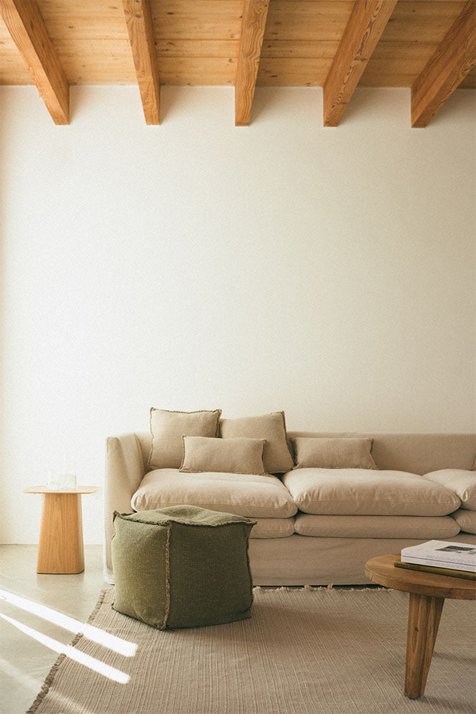 Handloom Pouf Kaki