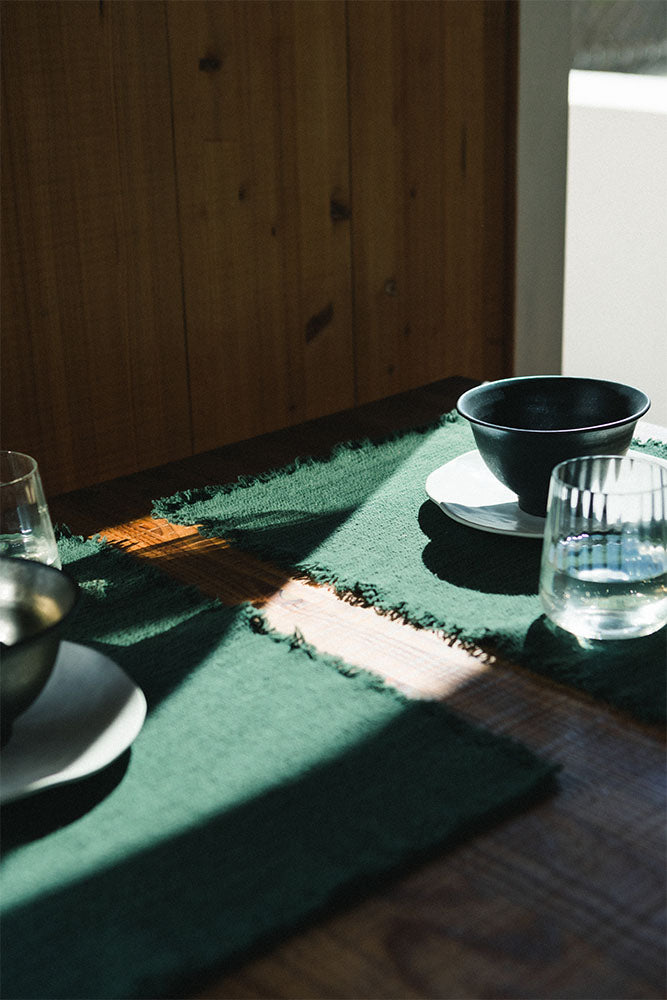 Handloom Placemats Duck green (Set of 2)