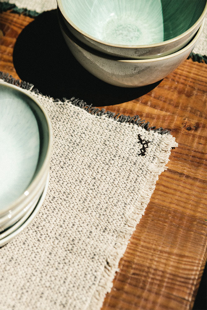 Handloom Placemats Natural and Dark Grey (Set of 2)