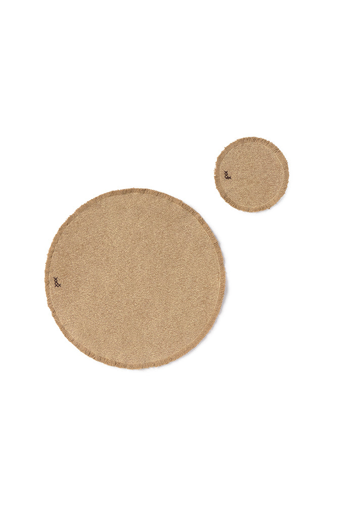 STONEWASHED PLACEMATS AND COASTERS OCHRE (SET OF 2)