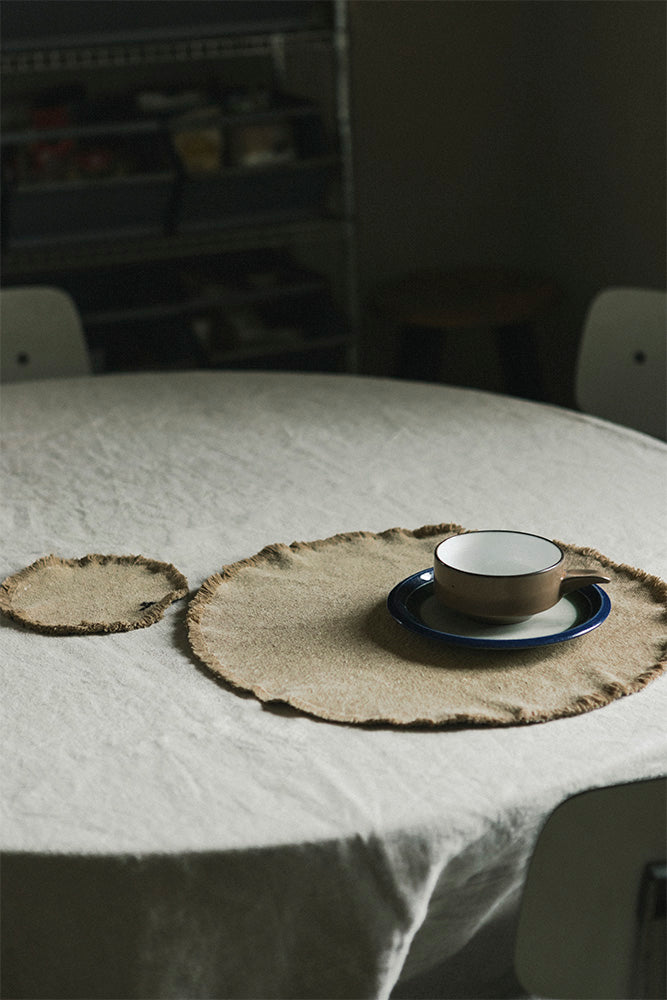 STONEWASHED PLACEMATS AND COASTERS OCHRE (SET OF 2)
