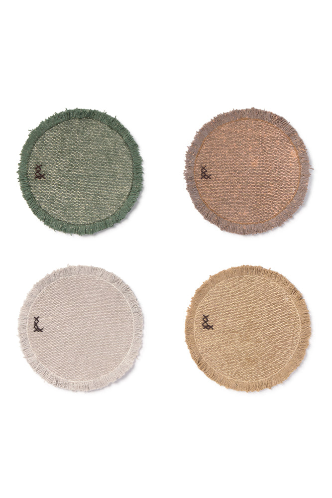 STONEWASHED PLACEMATS AND COASTERS OCHRE (SET OF 2)