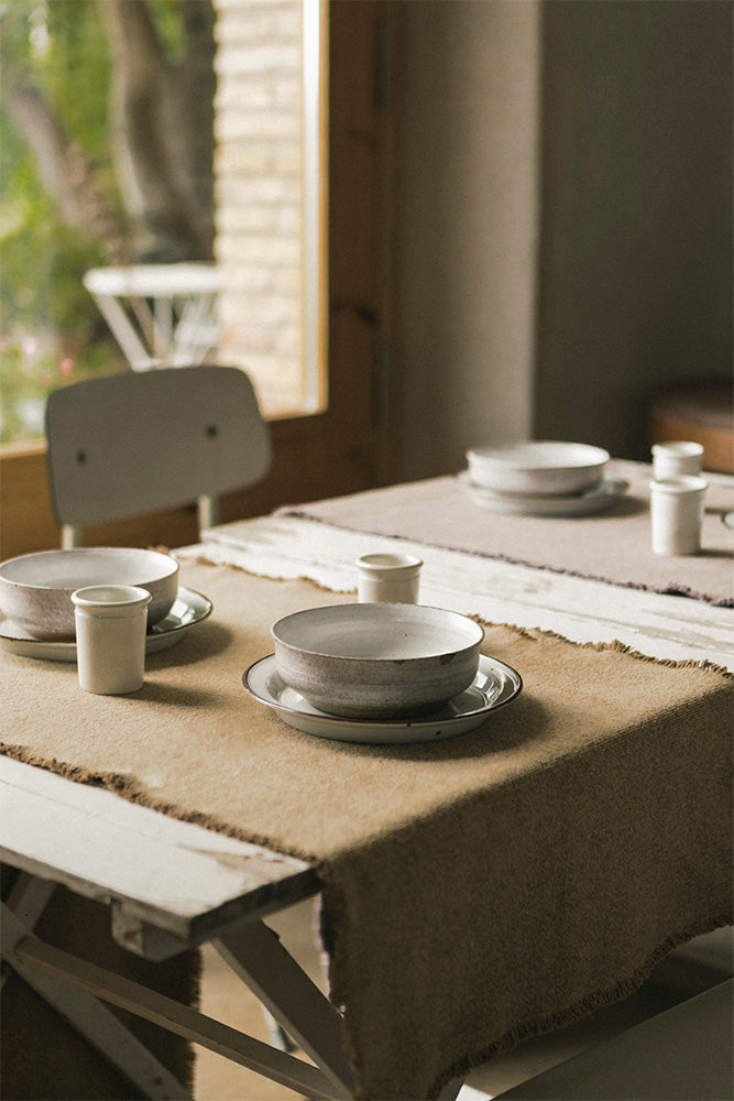 STONEWASHED TABLE RUNNER OCHRE