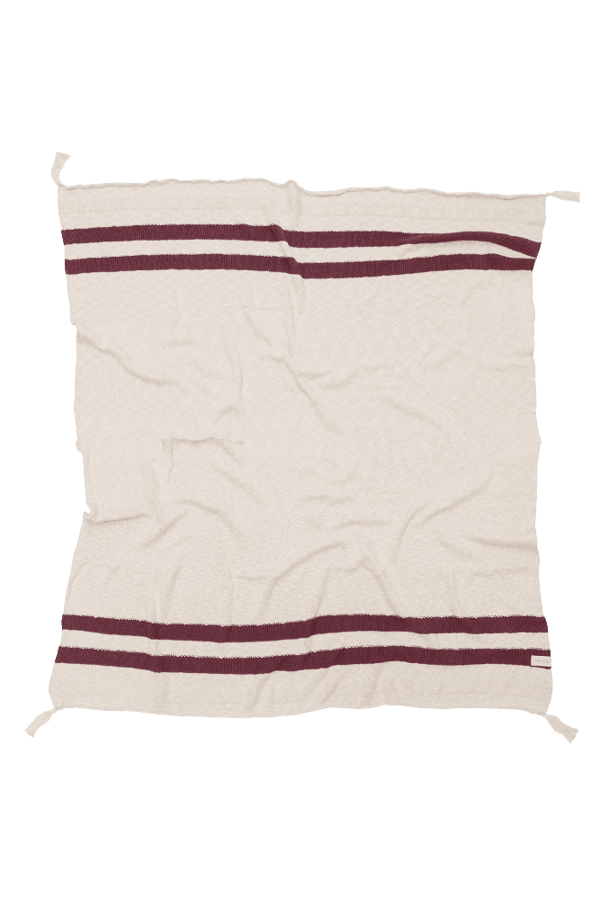 Farmhouse Kitchen Towels Antique Burgundy & Natural Tan, Striped