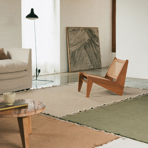 ダイヤ柄　ラグ　Lorena Canals Washable Round Rug Abc Natural -Blue – Lorena Canals