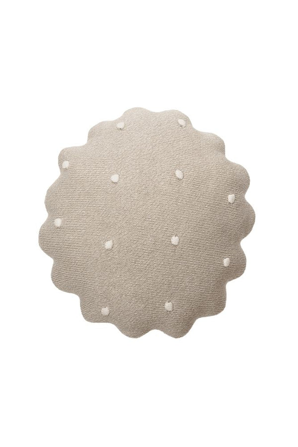 KNITTED CUSHION ROUND BISCUIT DUNE WHITE