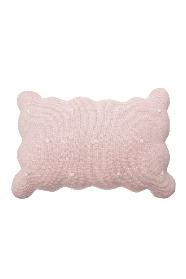 KNITTED CUSHION BISCUIT PINK