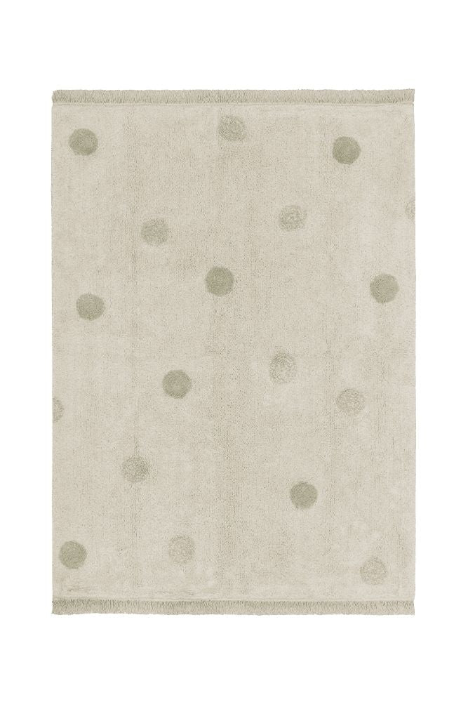 ALFOMBRA LAVABLE HIPPY DOTS NATURAL - OLIVE