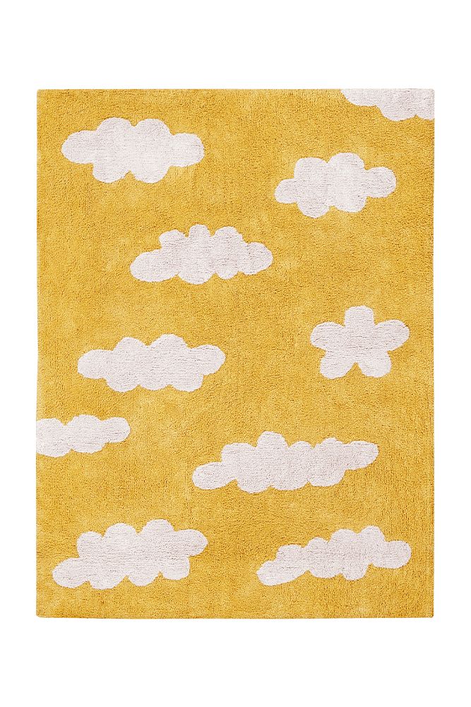WASHABLE RUG CLOUDS MUSTARD