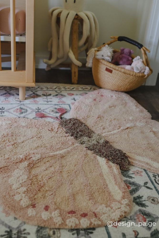 WASCHBARER TEPPICH AUS TIERBAUMWOLLE BABY BUTTERFLY