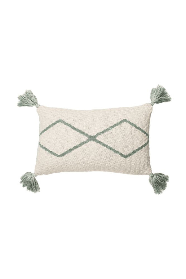 KNITTED CUSHION LITTLE OASIS NATURAL - INDUS BLUE