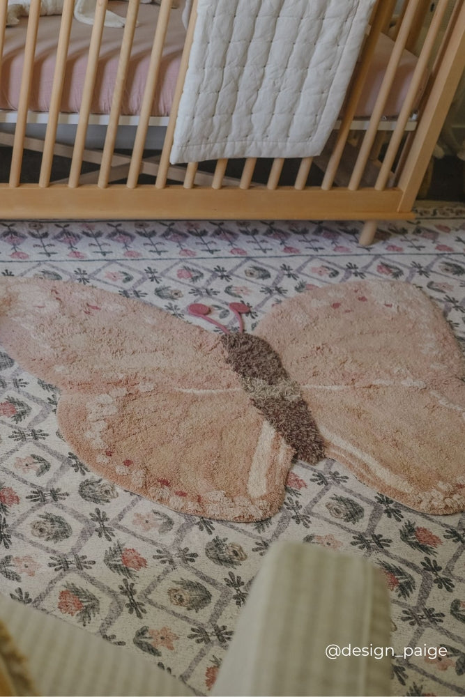 WASCHBARER TEPPICH AUS TIERBAUMWOLLE BABY BUTTERFLY