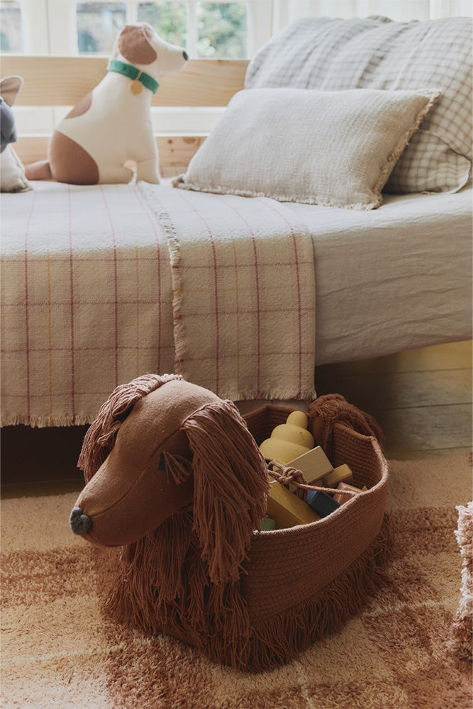 HANDLOOM KINDERBETT-DECKE TARTAN ROSE