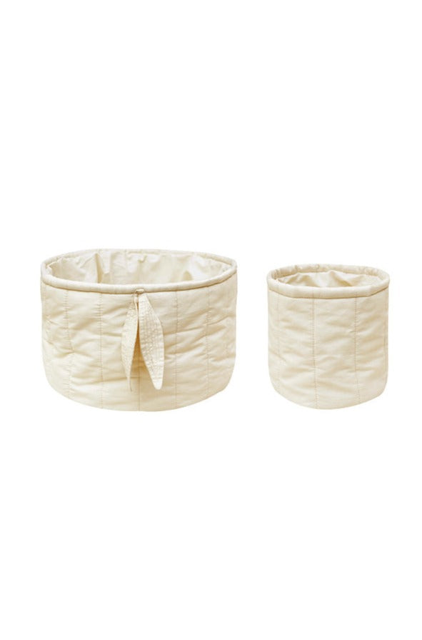 SET OF TWO QUILTED BASKETS NATURAL