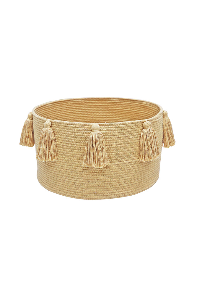 BASKET NEW TASSELS HONEY