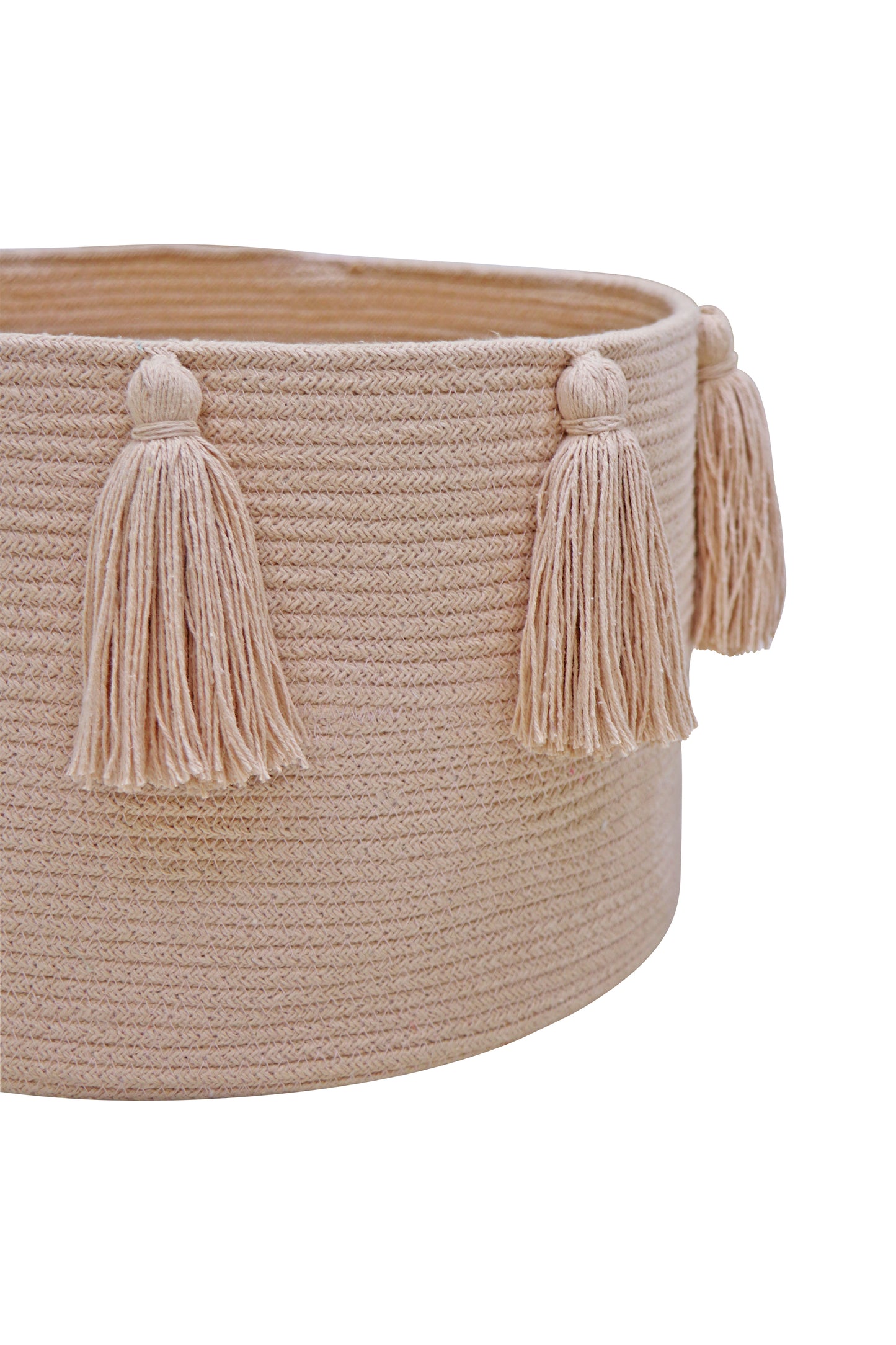 BASKET NEW TASSELS ROSE