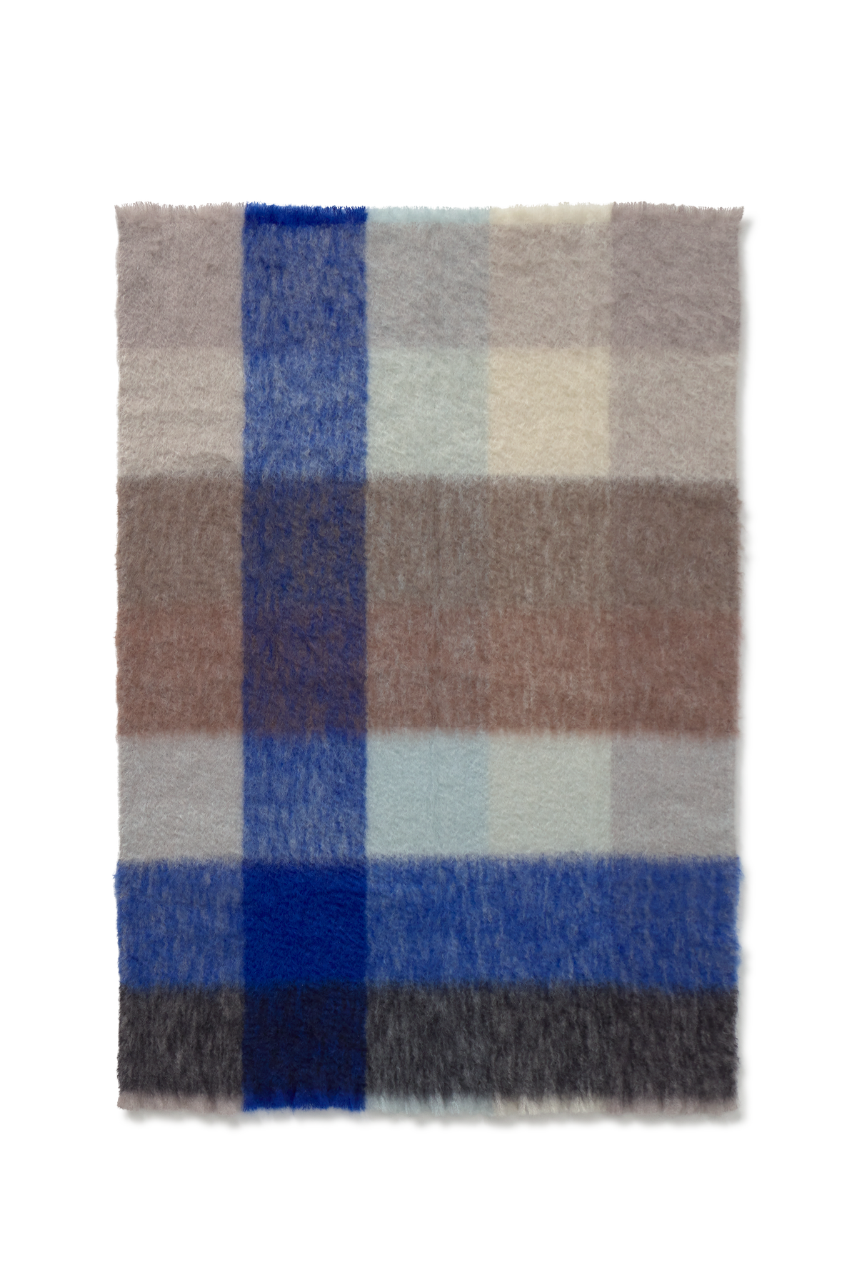 MOHAIR BLANKET CHECKS BLUE