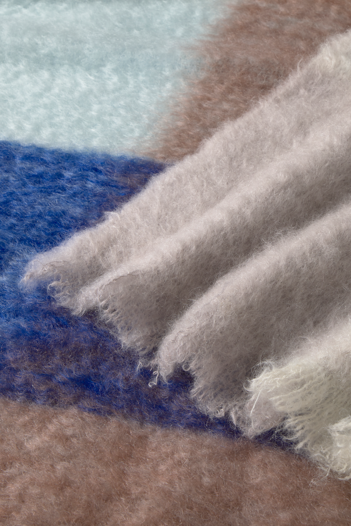 MOHAIR COUVERTURE CHECKS BLUE