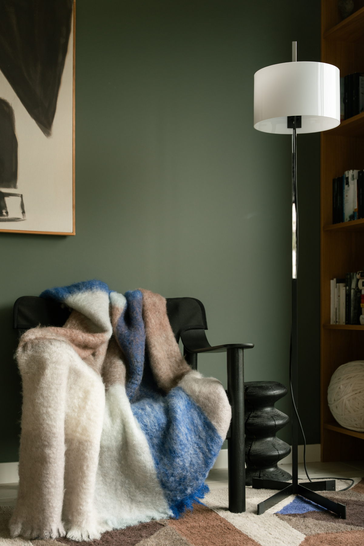 MOHAIR COUVERTURE CHECKS BLUE