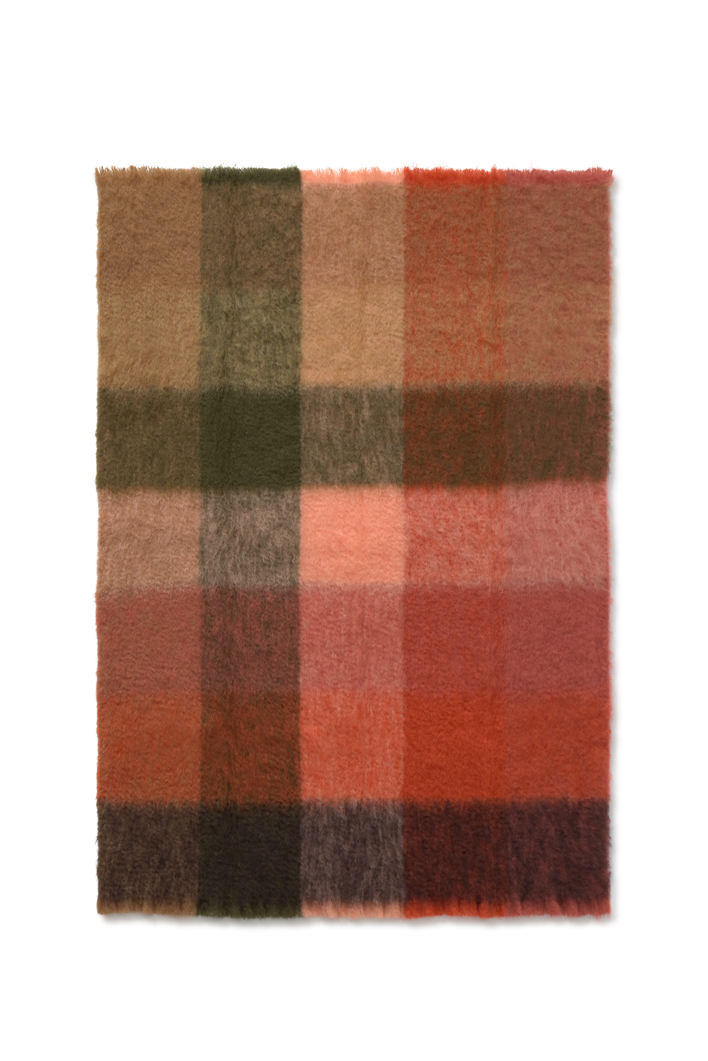 MOHAIR COUVERTURE CHECKS RED