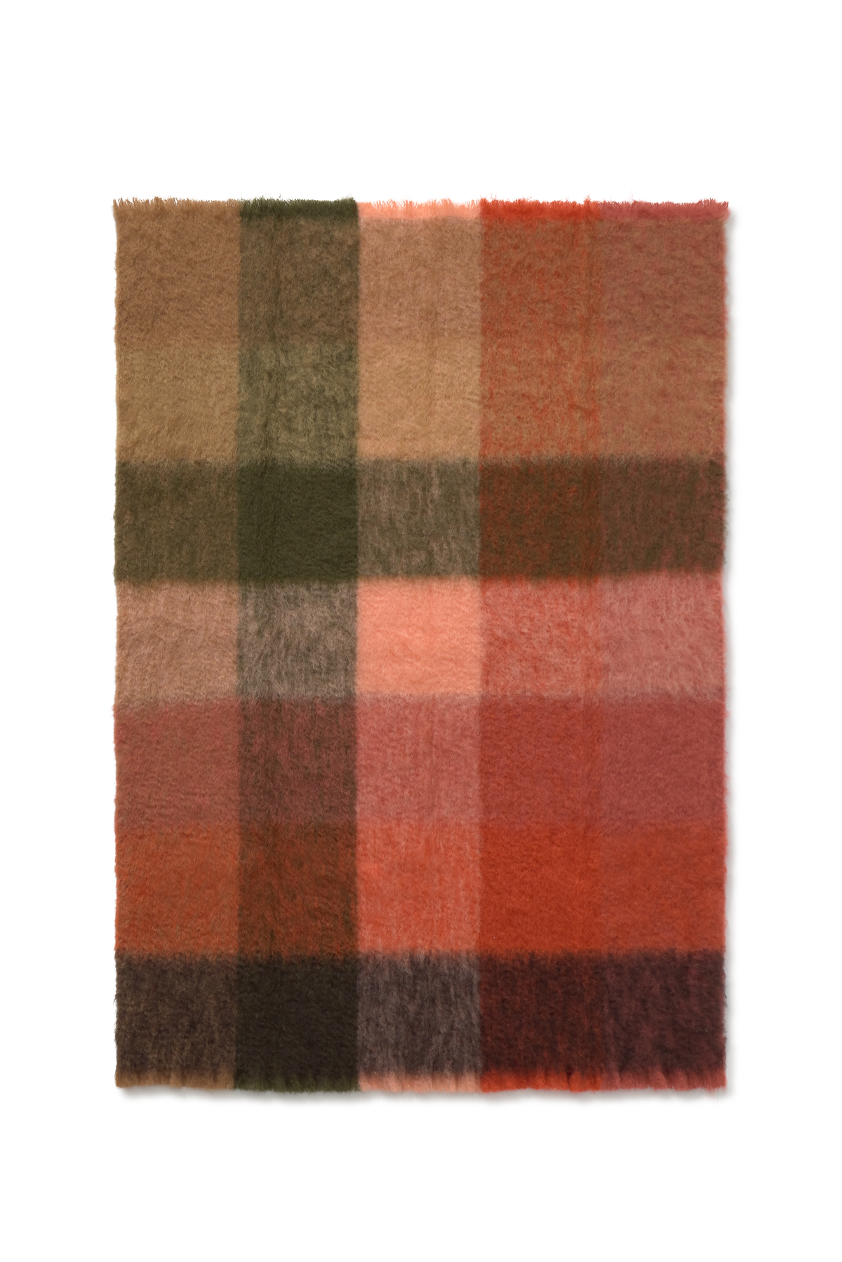 MOHAIR BLANKET CHECKS RED