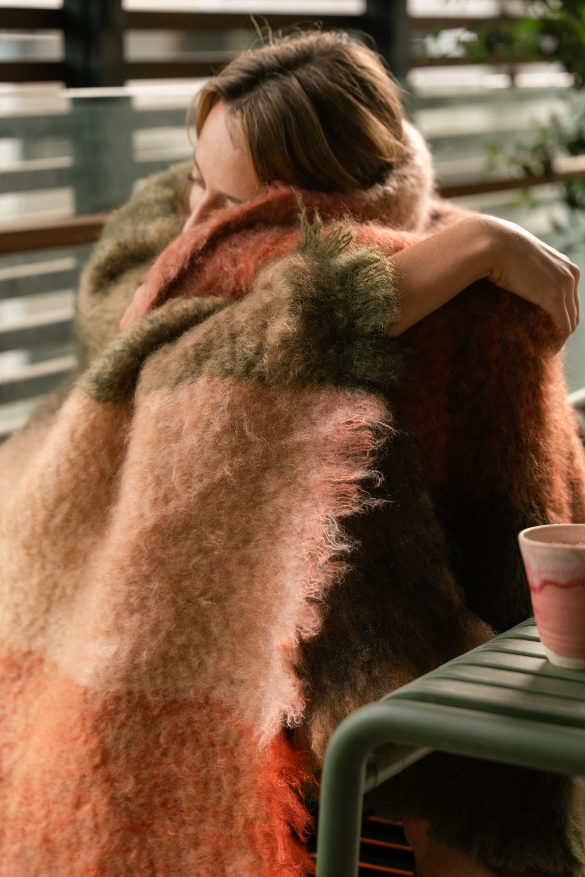 MOHAIR COUVERTURE CHECKS RED