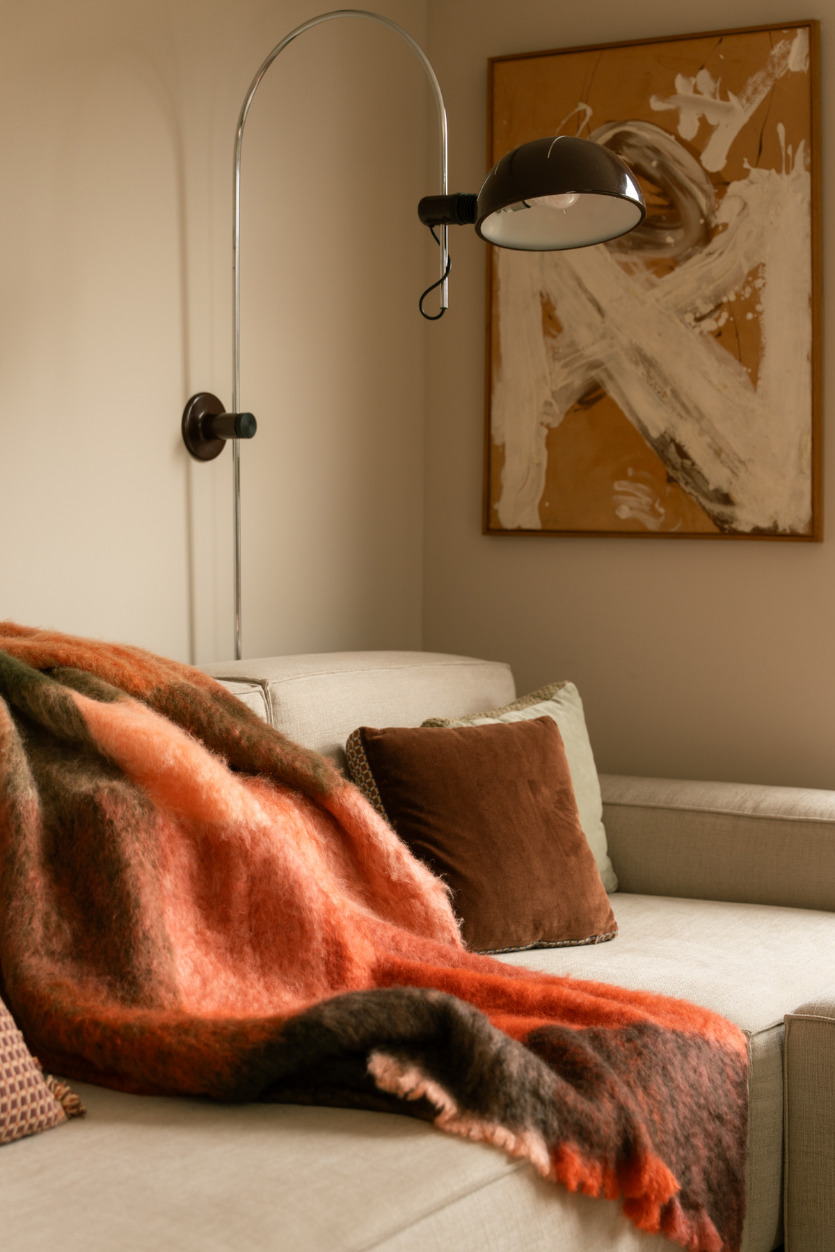 MOHAIR BLANKET CHECKS RED