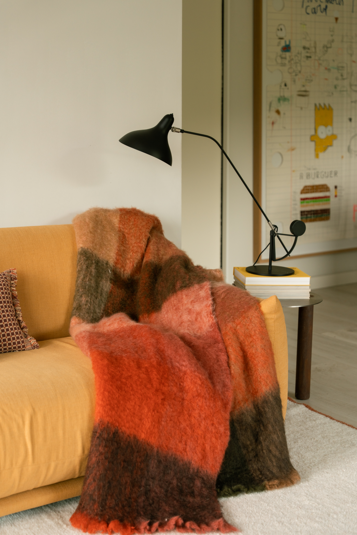 MOHAIR COUVERTURE CHECKS RED