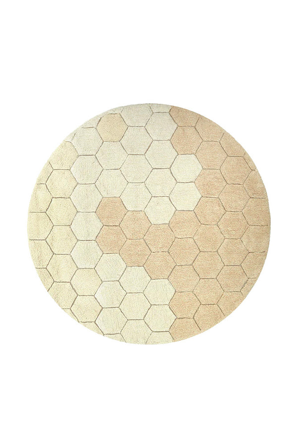 Waschbarer Teppich Runden Honeycomb Golden
