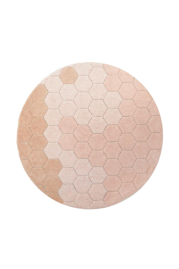 Tapis Rond Lavables Honeycomb Rose