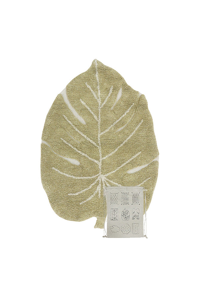 WASHABLE RUG MINI MONSTERA OLIVE