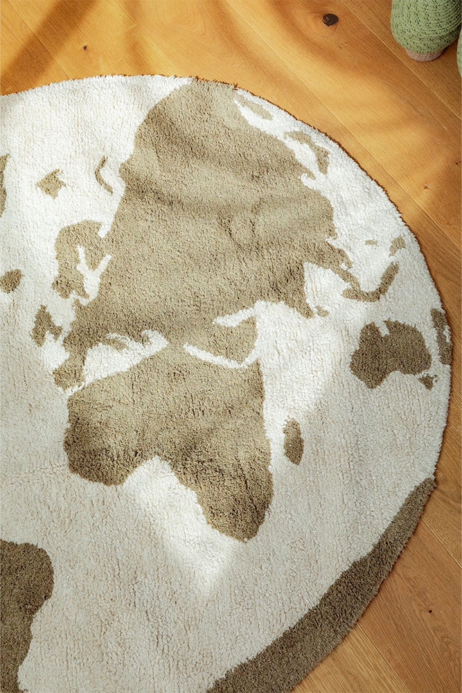 RUGCYCLED WASCHBARER TEPPICH WORLD MAP
