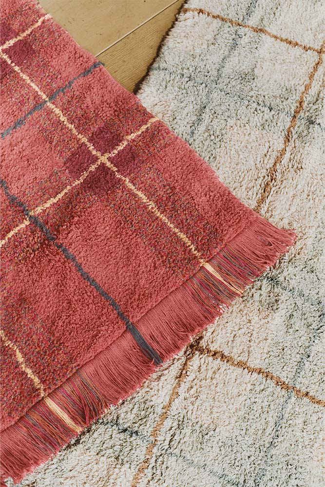 WASHABLE RUG TARTAN VINTAGE RED