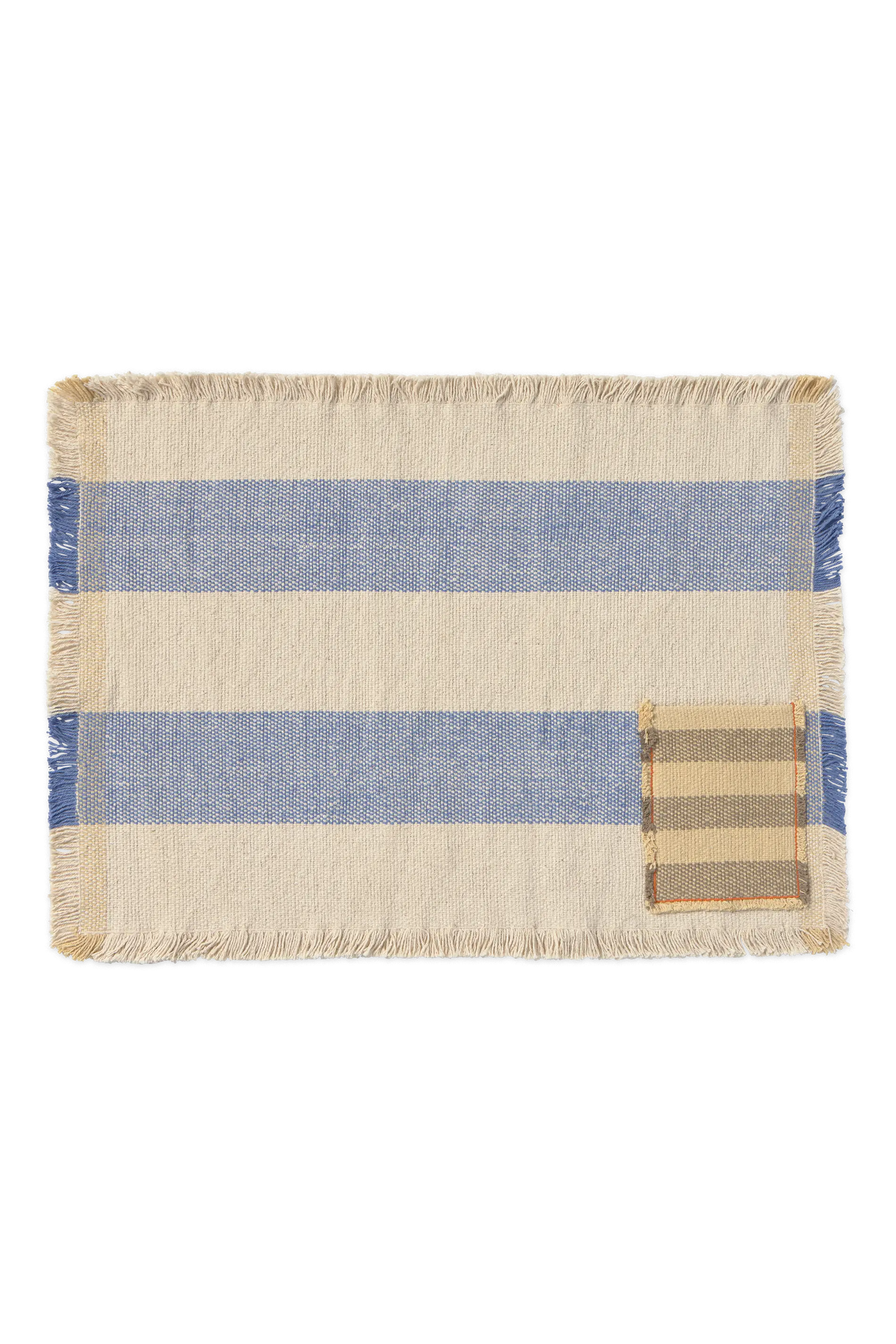 SET OF 2 HANDLOOM PLACEMATS POCKET BLUE 