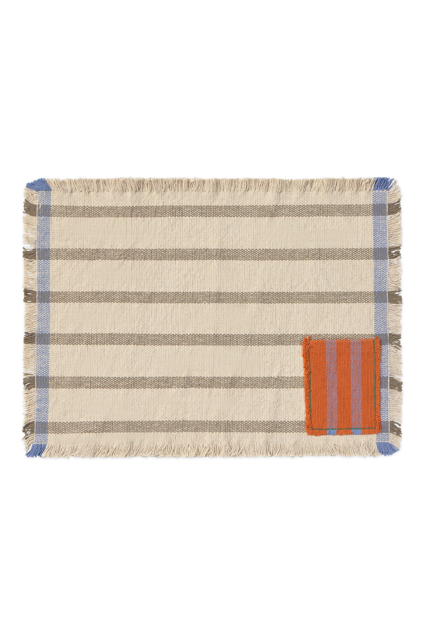 SET OF 2 HANDLOOM PLACEMATS POCKET SOIL BROWN