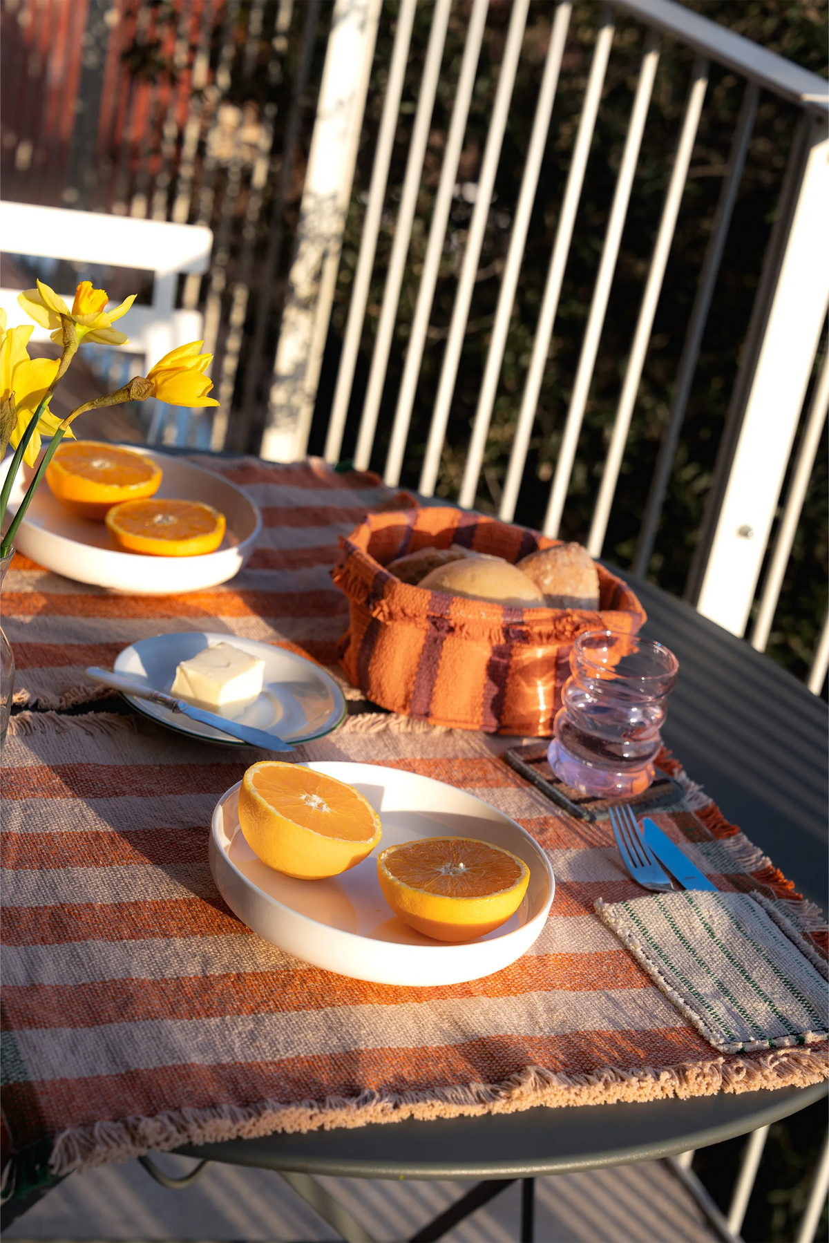 2ER-SET TISCHSETS handloom MIT TASCHE TERRACOTA