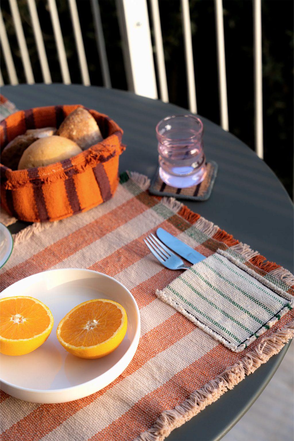2ER-SET TISCHSETS handloom MIT TASCHE TERRACOTA