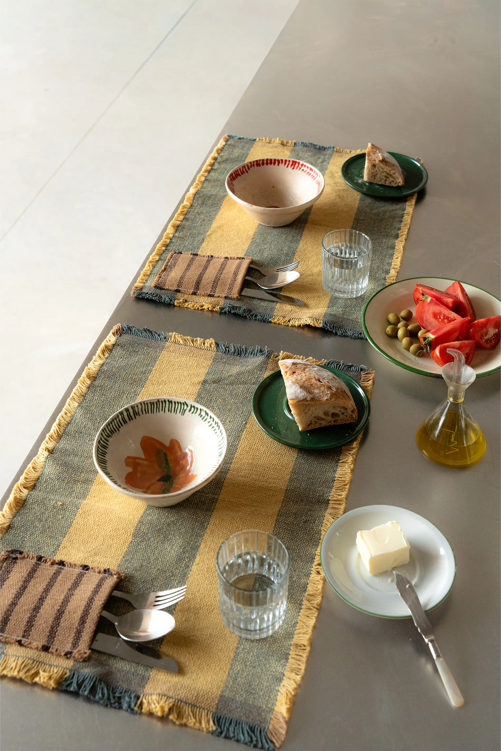 SET DA 2 TOVAGLIETTE HANDLOOM CON TASCA TERRAZO