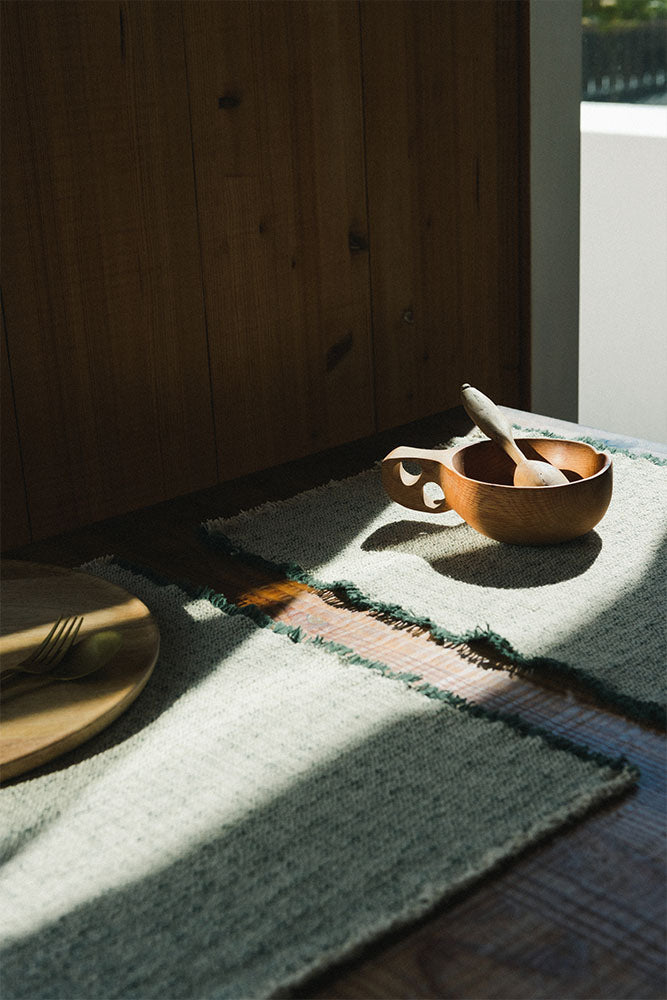 Handloom Placemats Natural and Duck Green (Set of 2)