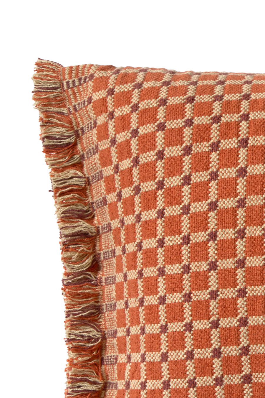 CUSHION CHECKER TERRACOTTA