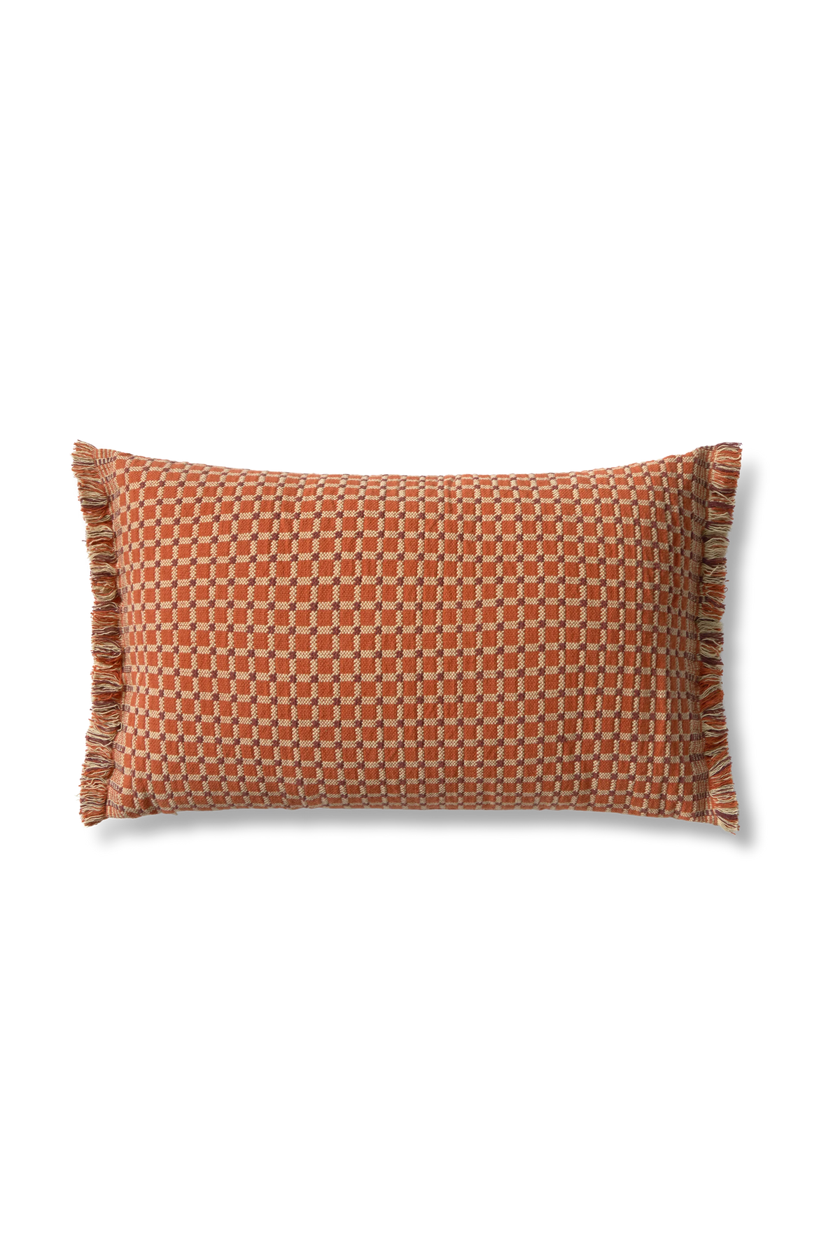 CUSHION CHECKER TERRACOTTA