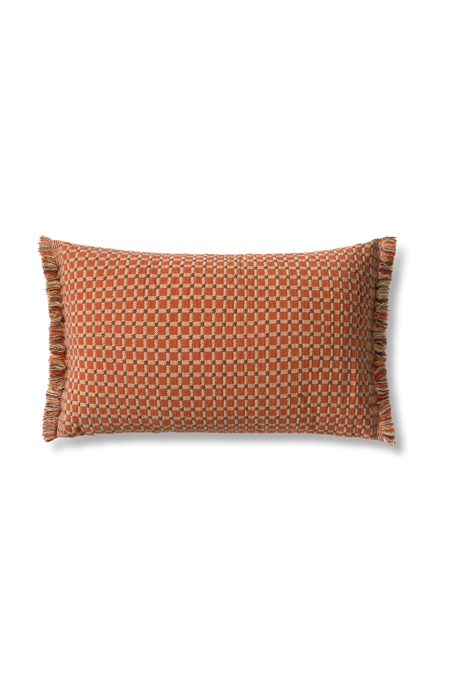 CUSHION CHECKER TERRACOTTA