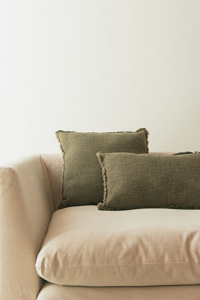 KISSEN RECHTECKIG HANDLOOM KAKI