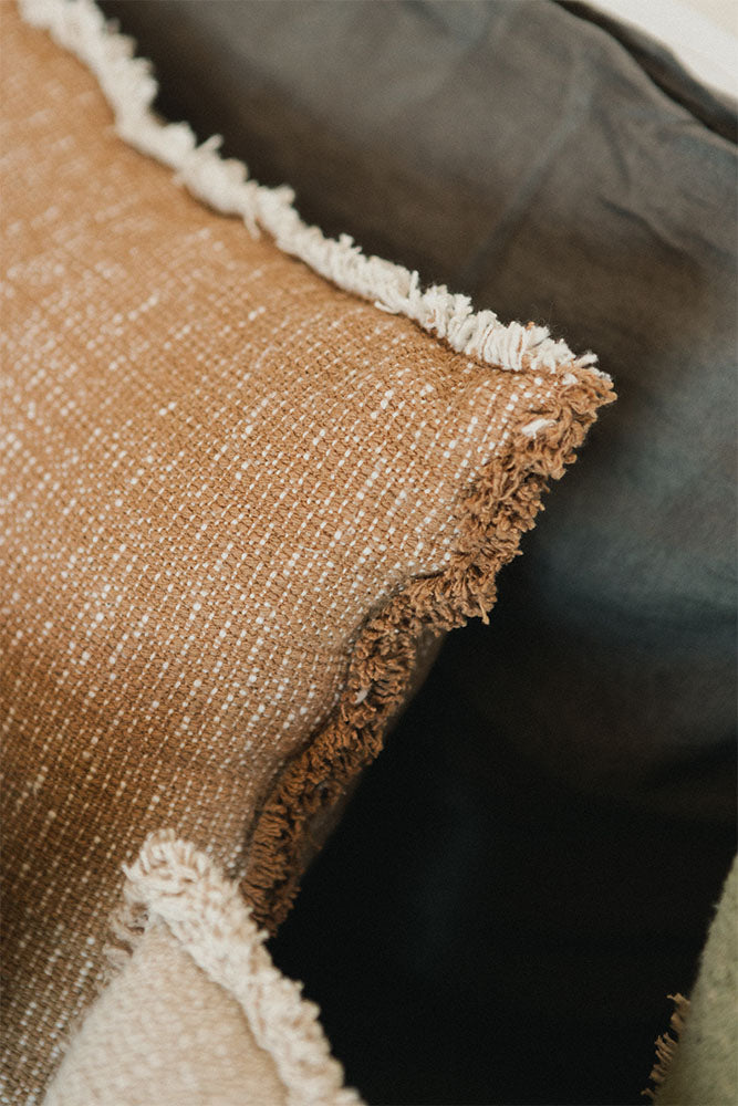 Handloom Square Cushion Ochre