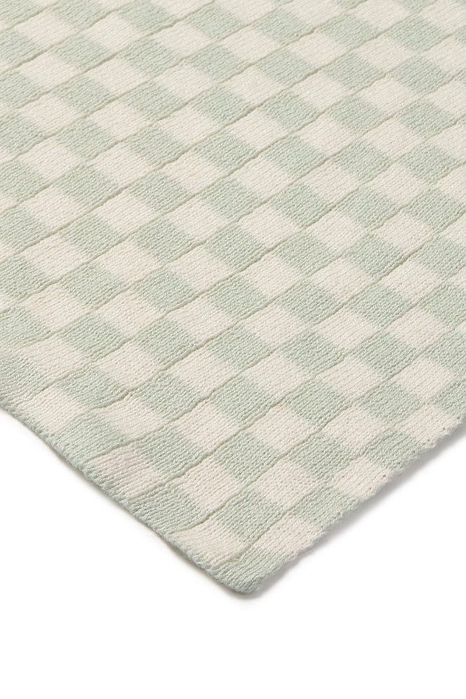 KNITTED BLANKET TILES BLUE SAGE