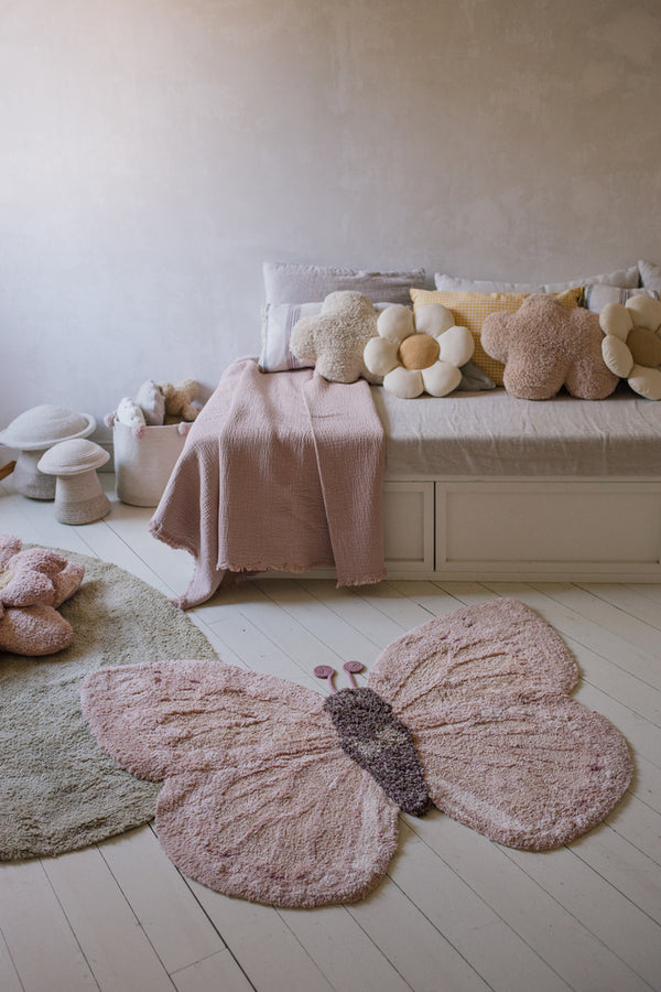 ﻿TAPIS LAVABLE EN COTON ANIMAL BABY BUTTERFLY