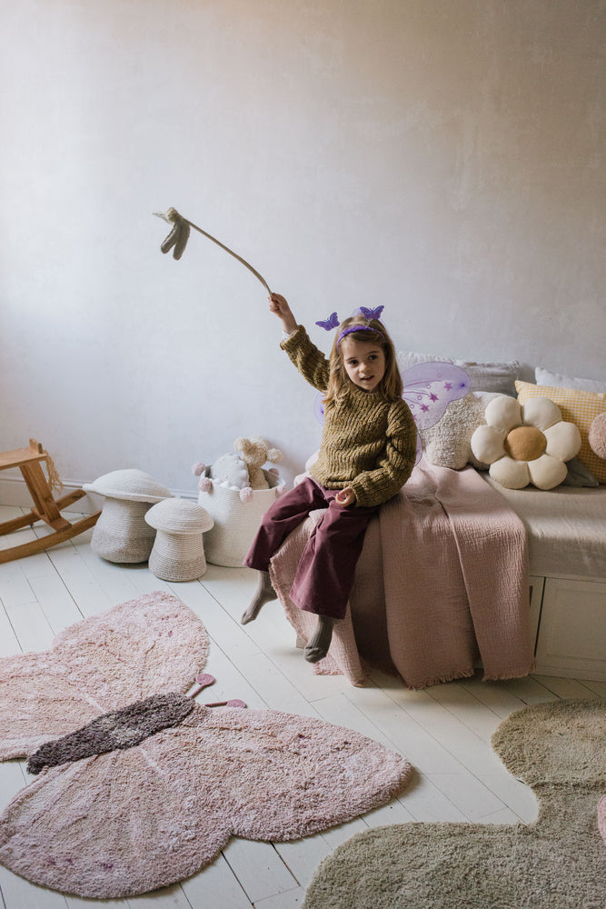 WASCHBARER TEPPICH AUS TIERBAUMWOLLE BABY BUTTERFLY