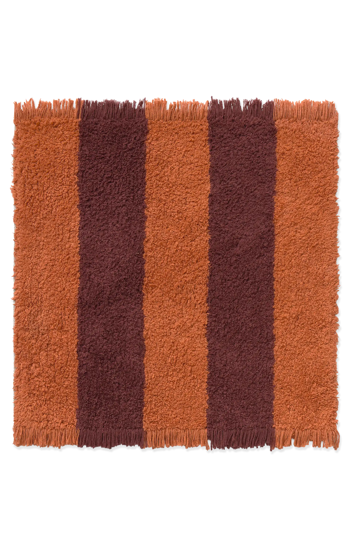Swatch Washable Rug Cabana Lines Cotton Terracota And Marsala
