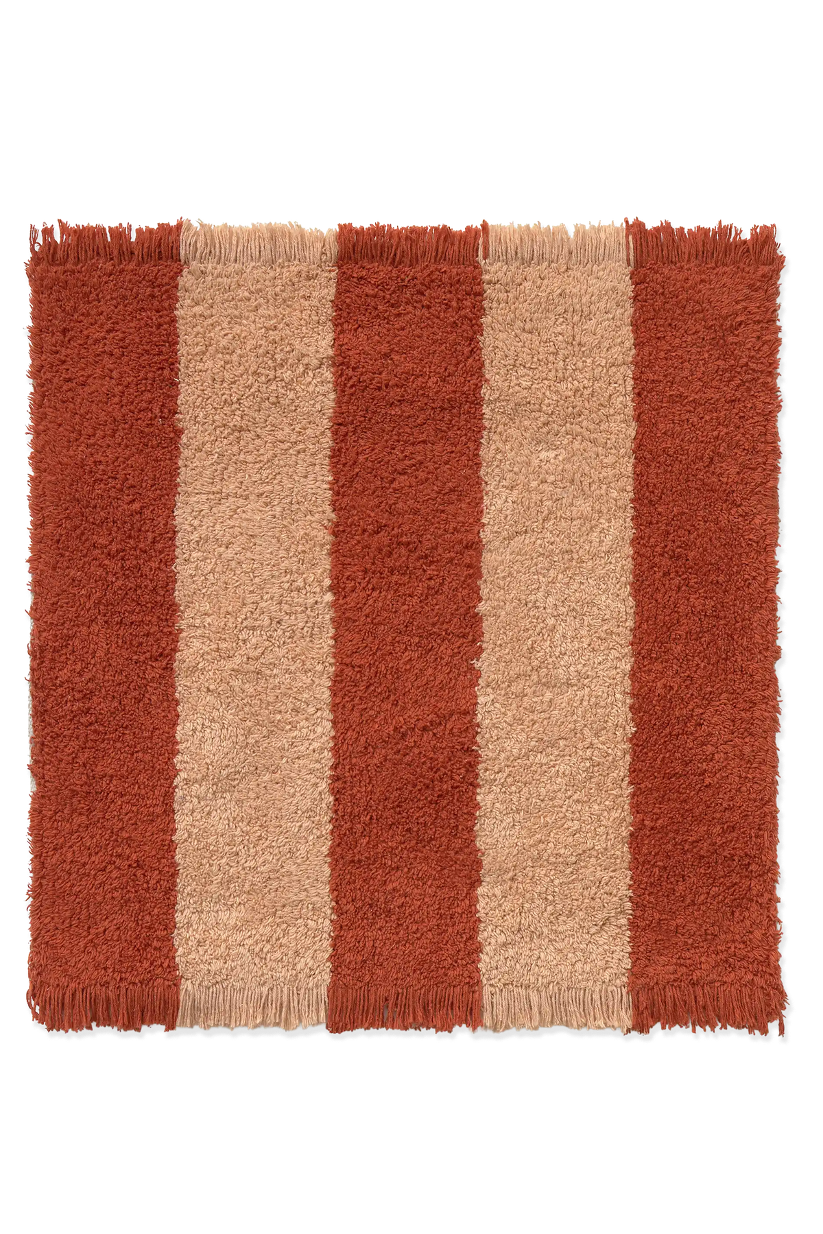 Swatch Washable Rug Cabana Lines Cotton New Terracotta And Pink Sand