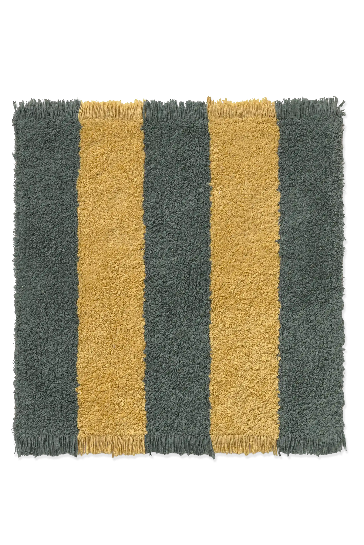 Swatch Washable Rug Cabana Lines Cotton Terrazzo Green And Dark Honey
